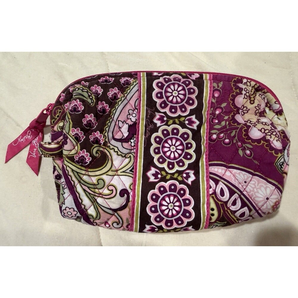 Vera Bradley cosmetic bag featuring the retired "Very Berry Paisley" pattern